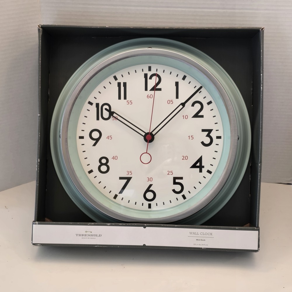 Threshold Mint Green and Black Schoolhouse 13.25" Wall Clock